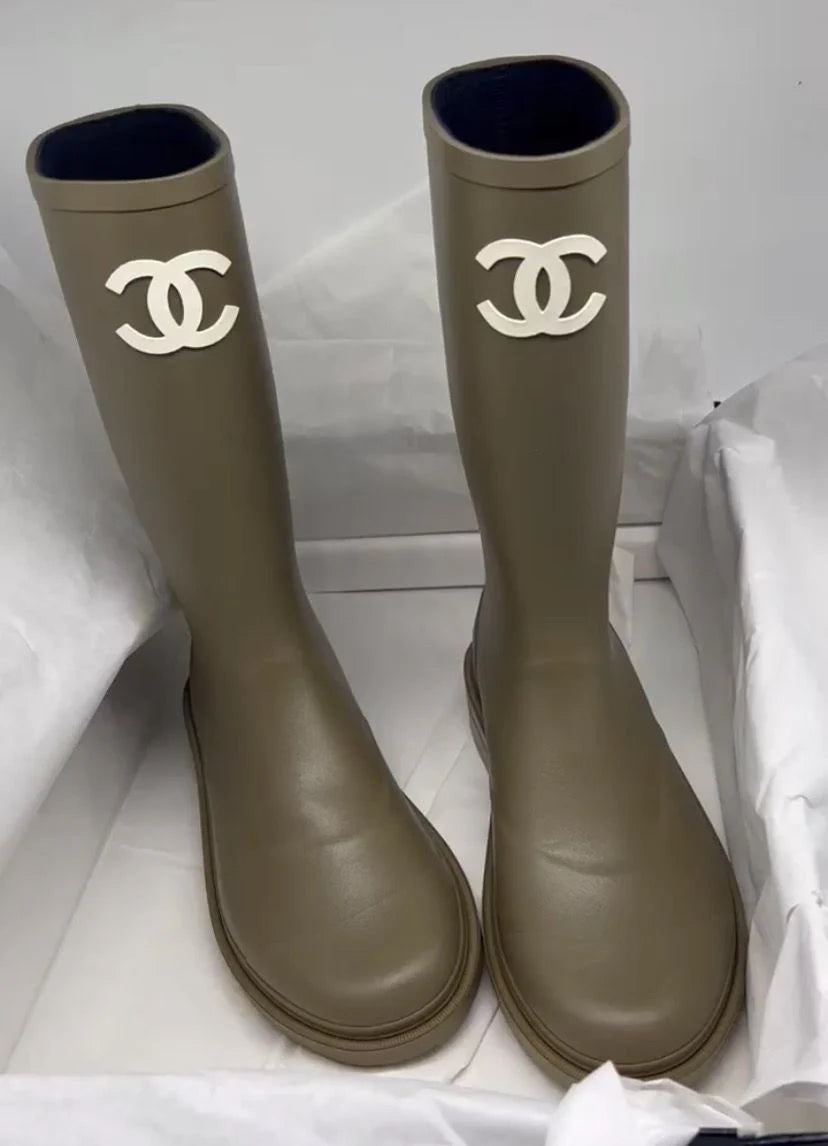 Bottes Chanel Kaki