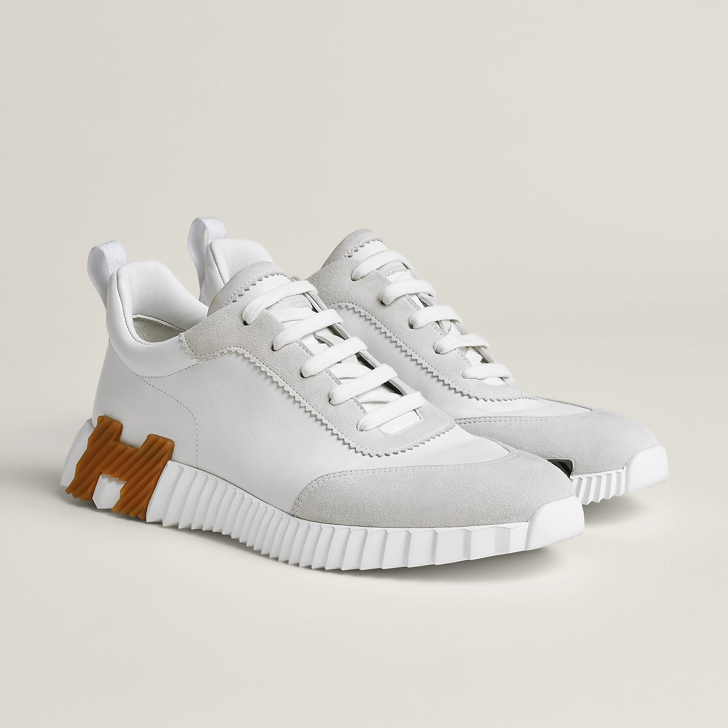 Hermès Bouncing Cuir Blanc/Marron