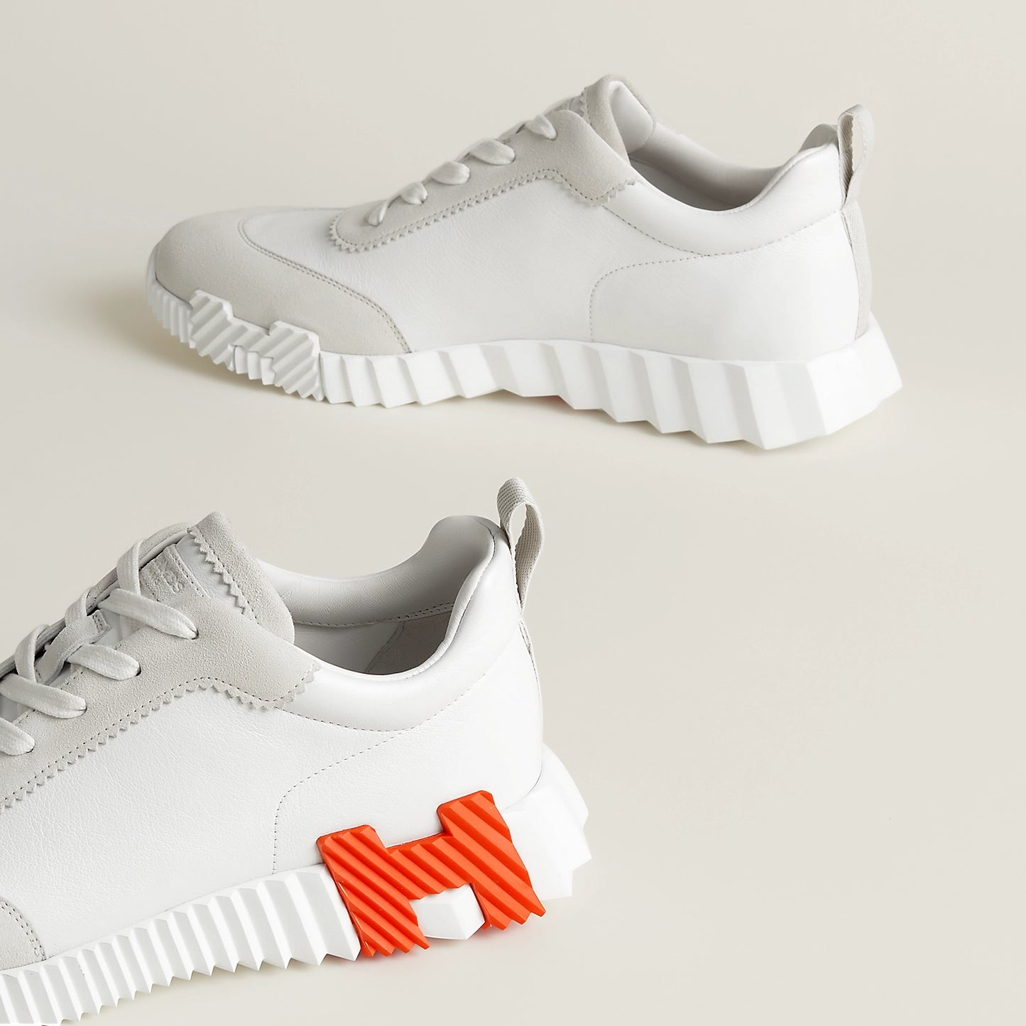 Hermès Bouncing Cuir Blanc/Orange