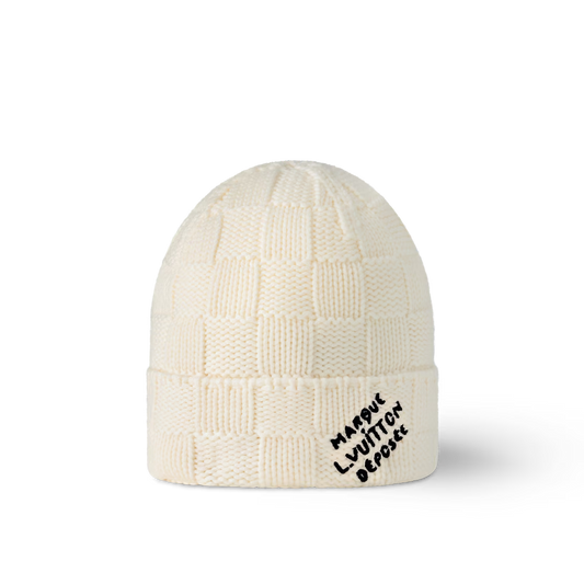 Bonnet LV Damier Snug Crème