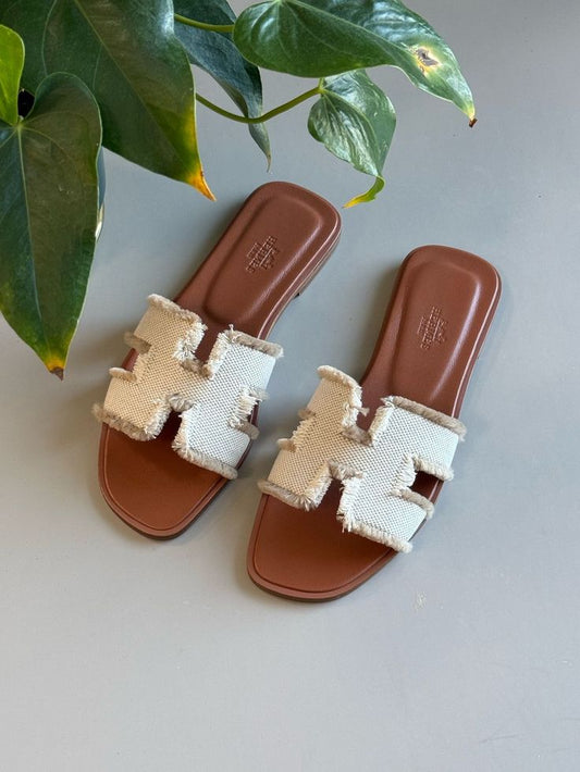 Claquettes Oran Jeans Blanc