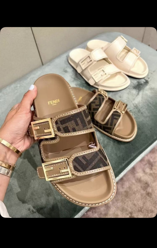 Sandales Fendi FF Marron