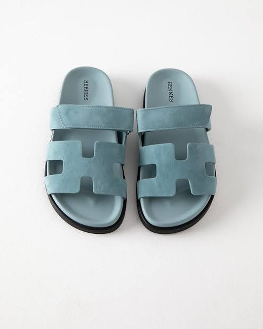 Claquettes Chypre Bleu Daim