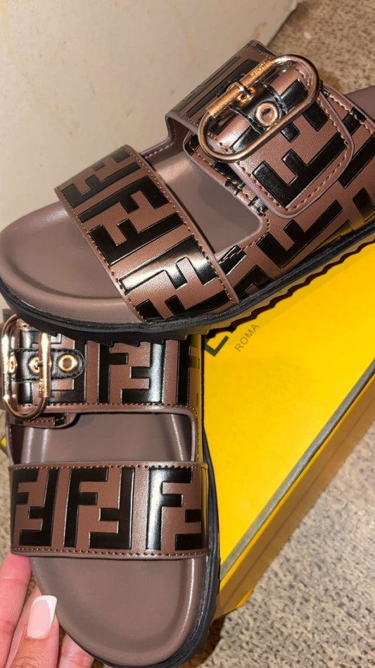 Sandales Fendi FF Marron