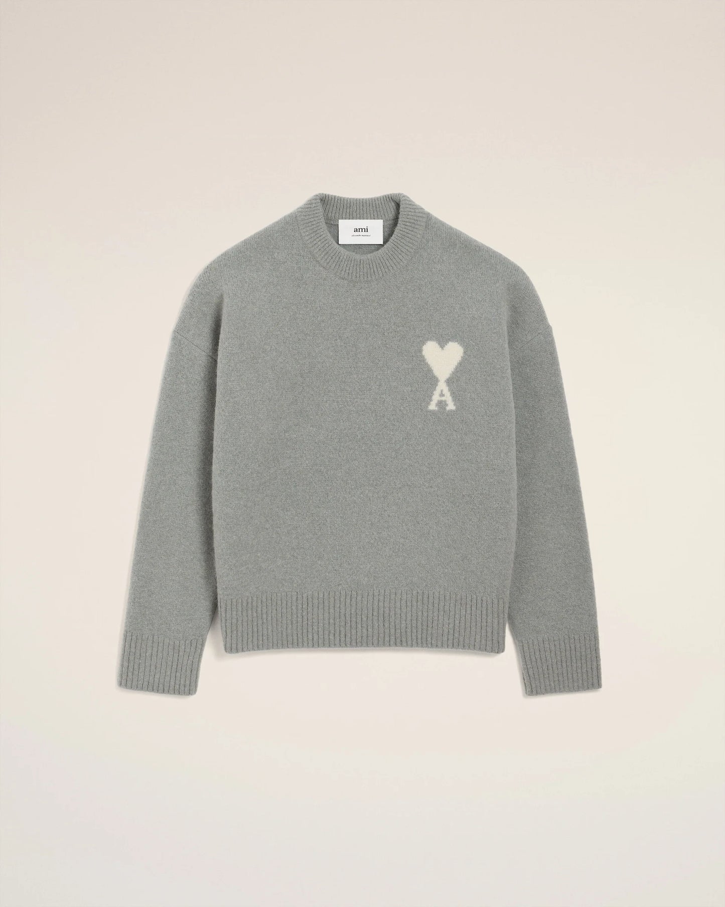 Pull Ami Paris Gris Clair Blanc